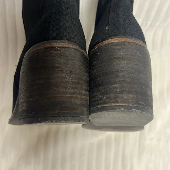 Free People Benson chelsea boot black western ankle heeled snake leather - Picture 6 of 12